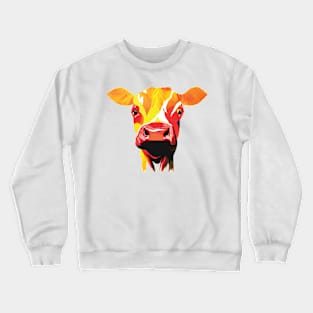 Colourful Cow on white Crewneck Sweatshirt